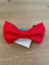 Load image into Gallery viewer, Christmas &amp; Valentine&#39;s Day Red with Gold Polka Dots Pet Bow Ties
